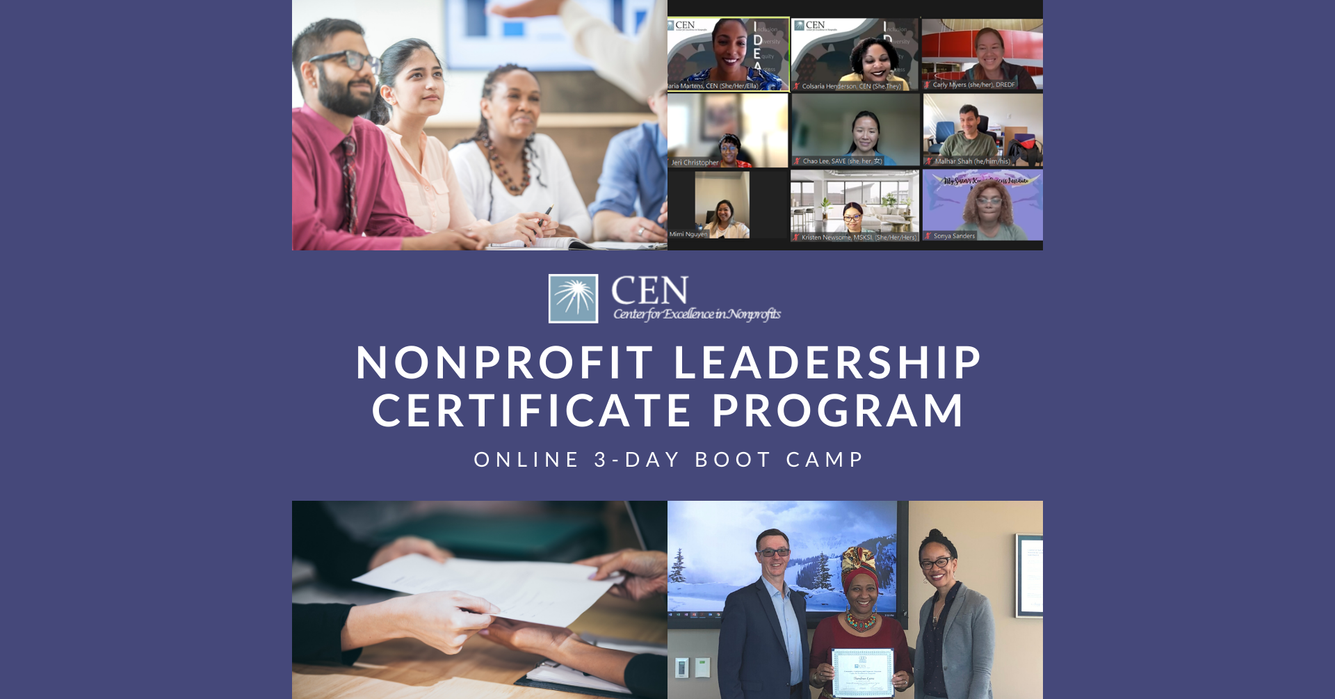 Center for Excellence in Nonprofits (CEN): Nonprofit Leadership Certificate Boot Camp