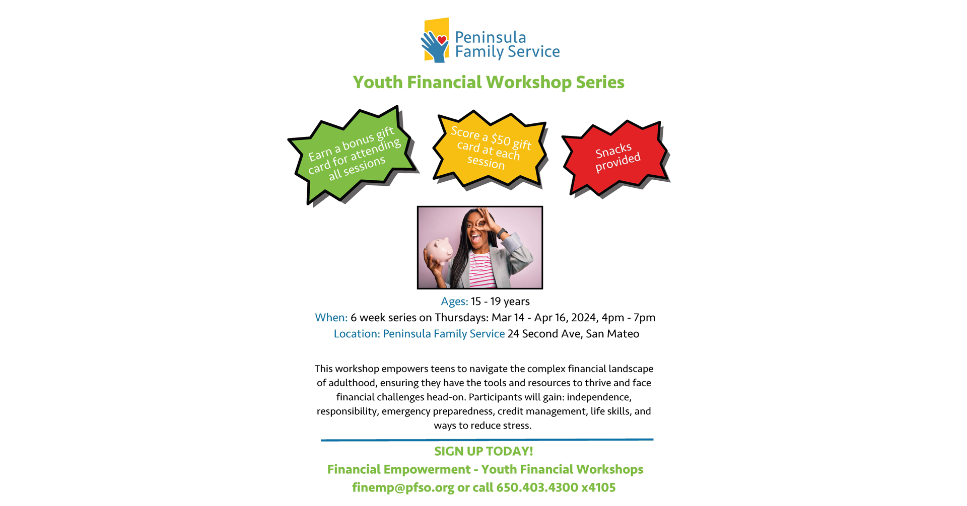Peninsula Family Service: Youth Financial Workshop Series (San Mateo)