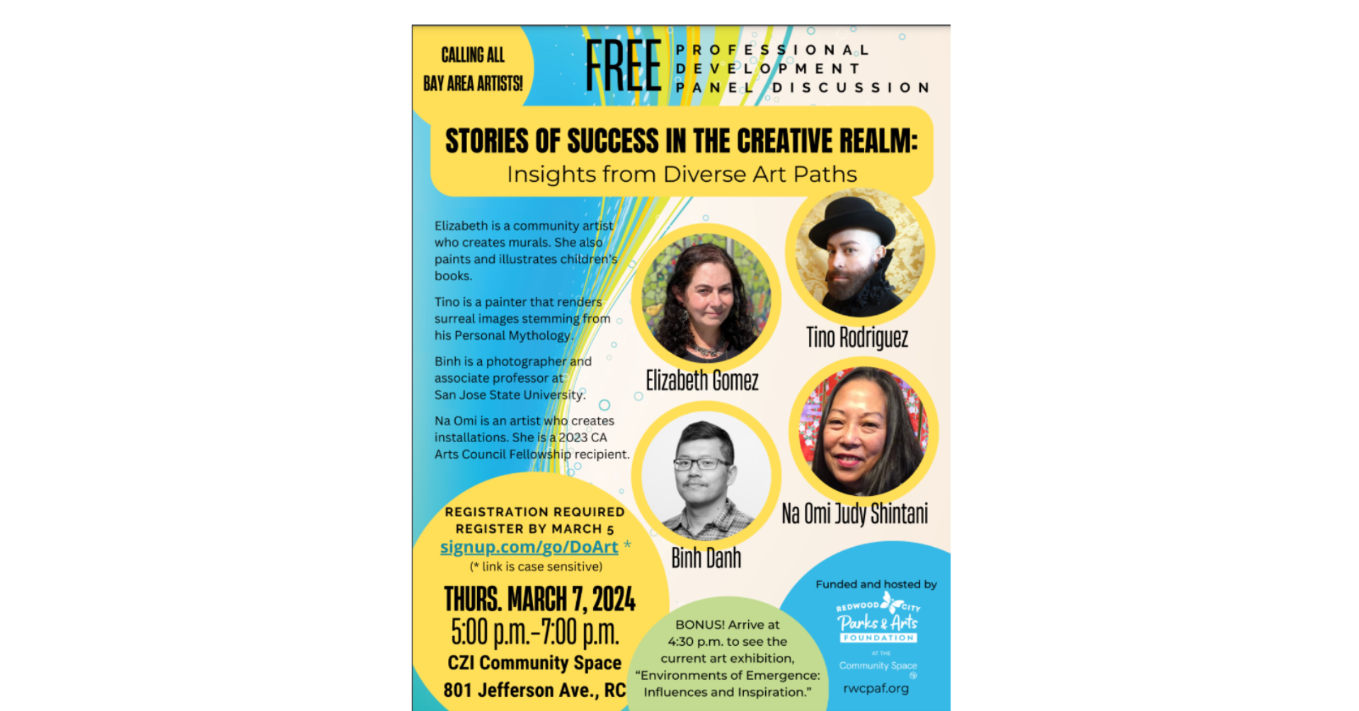 RWC Parks &amp; Arts Foundation: FREE panel discussion, Stories of Success in the Creative Realm: Insights from Diverse Art Paths