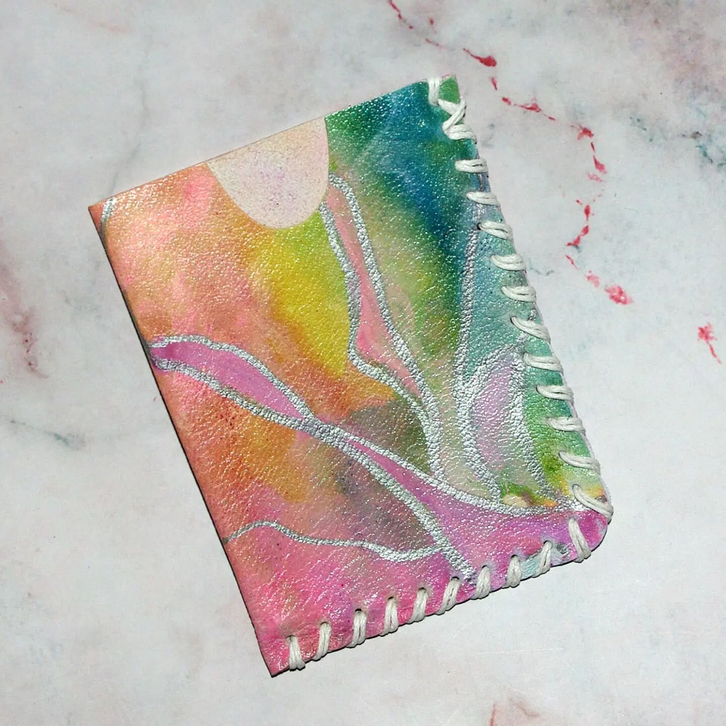 Pastel Rainbow Card Wallet 🌈 hand painted on recycled genuine leather 🌿 one of my favourite hand painted and one of a kind pieces ✨