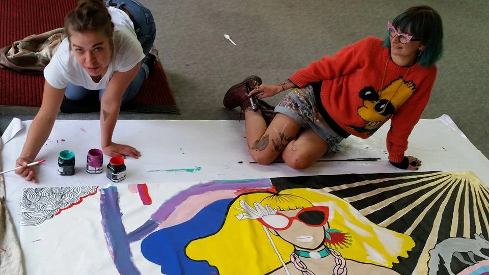 Mural painting workshop ran by Xoe Hall and Sian Montgomery-Neutze.