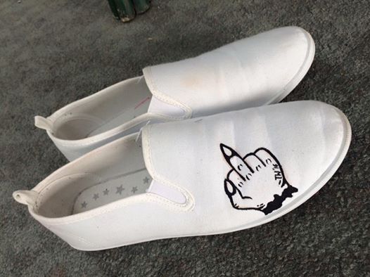 My shoes adorned by Kaea Graham at our most recent art making waananga.