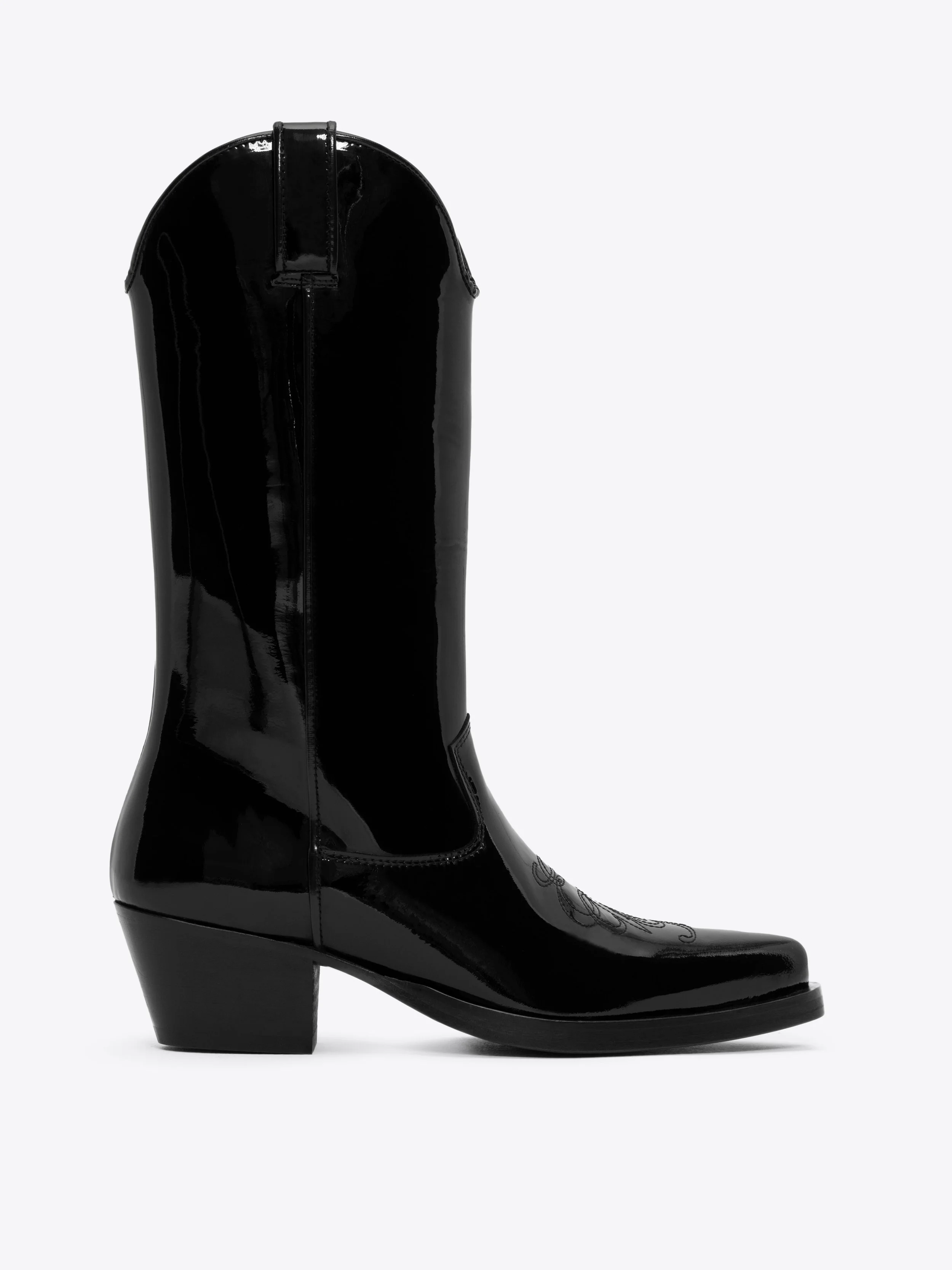 HIGH WESTERN BOOTS - BLACK PATENT — ERNEST W. BAKER