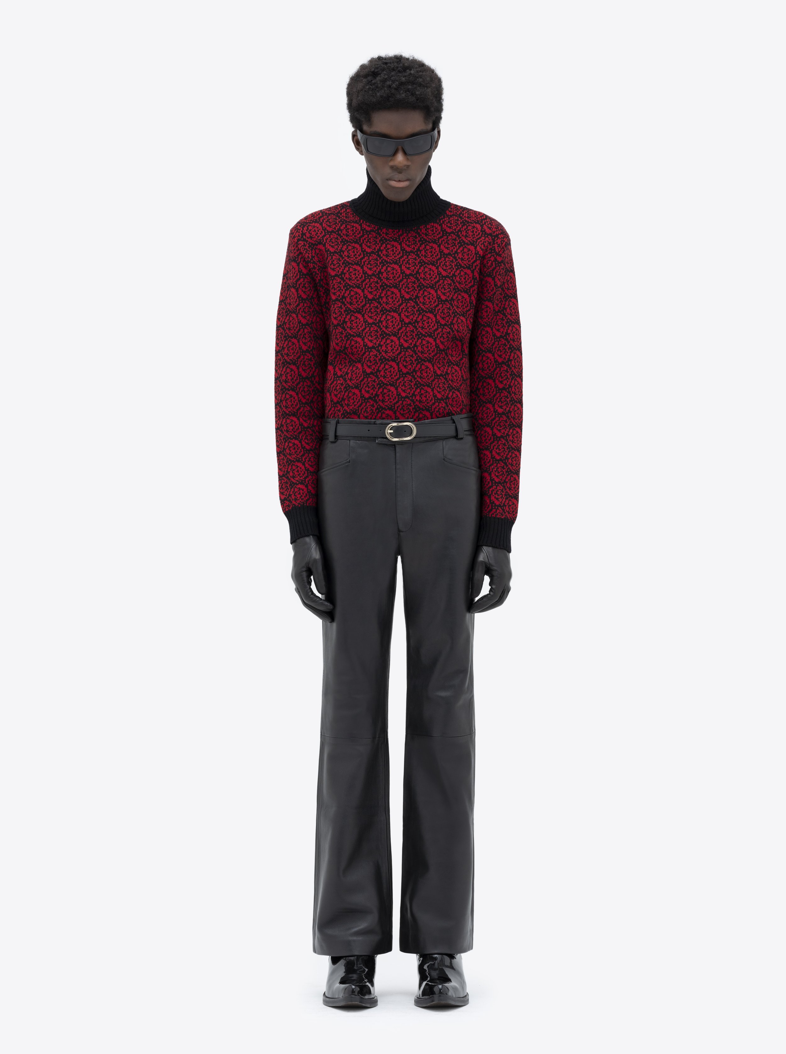 LEATHER FLARE TROUSERS - BLACK — ERNEST W. BAKER display picture 1