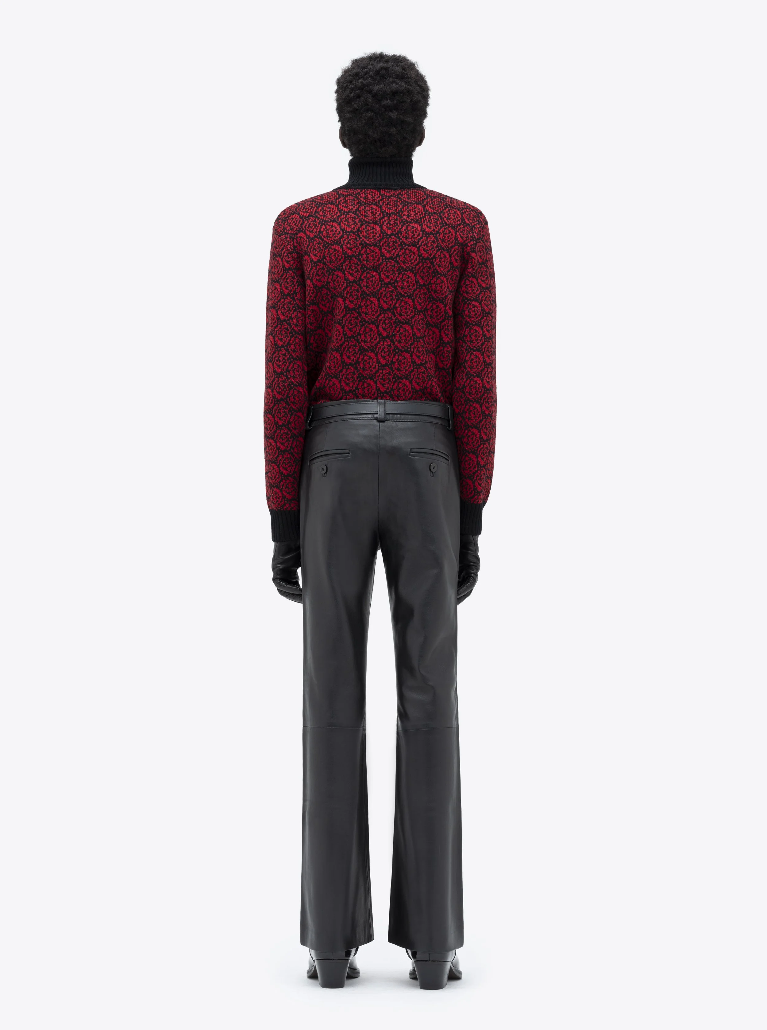 LEATHER FLARE TROUSERS - BLACK — ERNEST W. BAKER