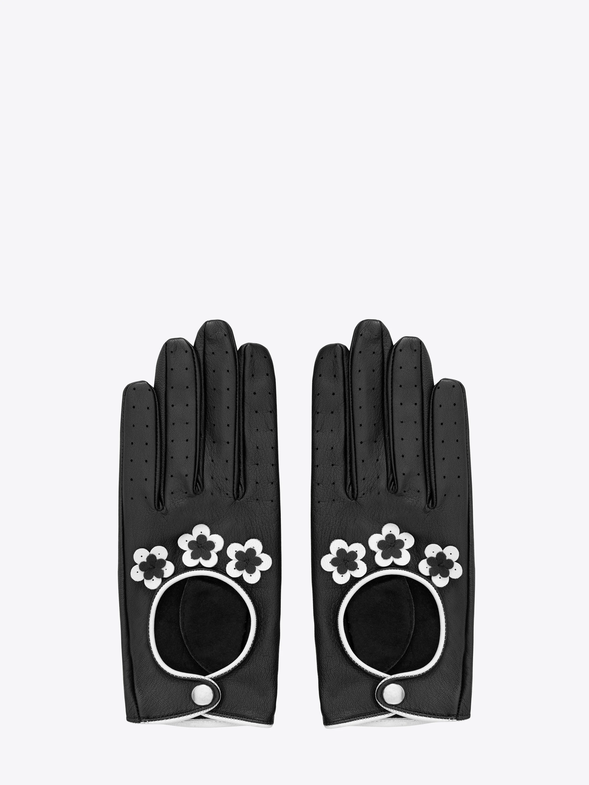 LEATHER DRIVING GLOVES - FLORAL APPLIQUÉ — ERNEST W. BAKER