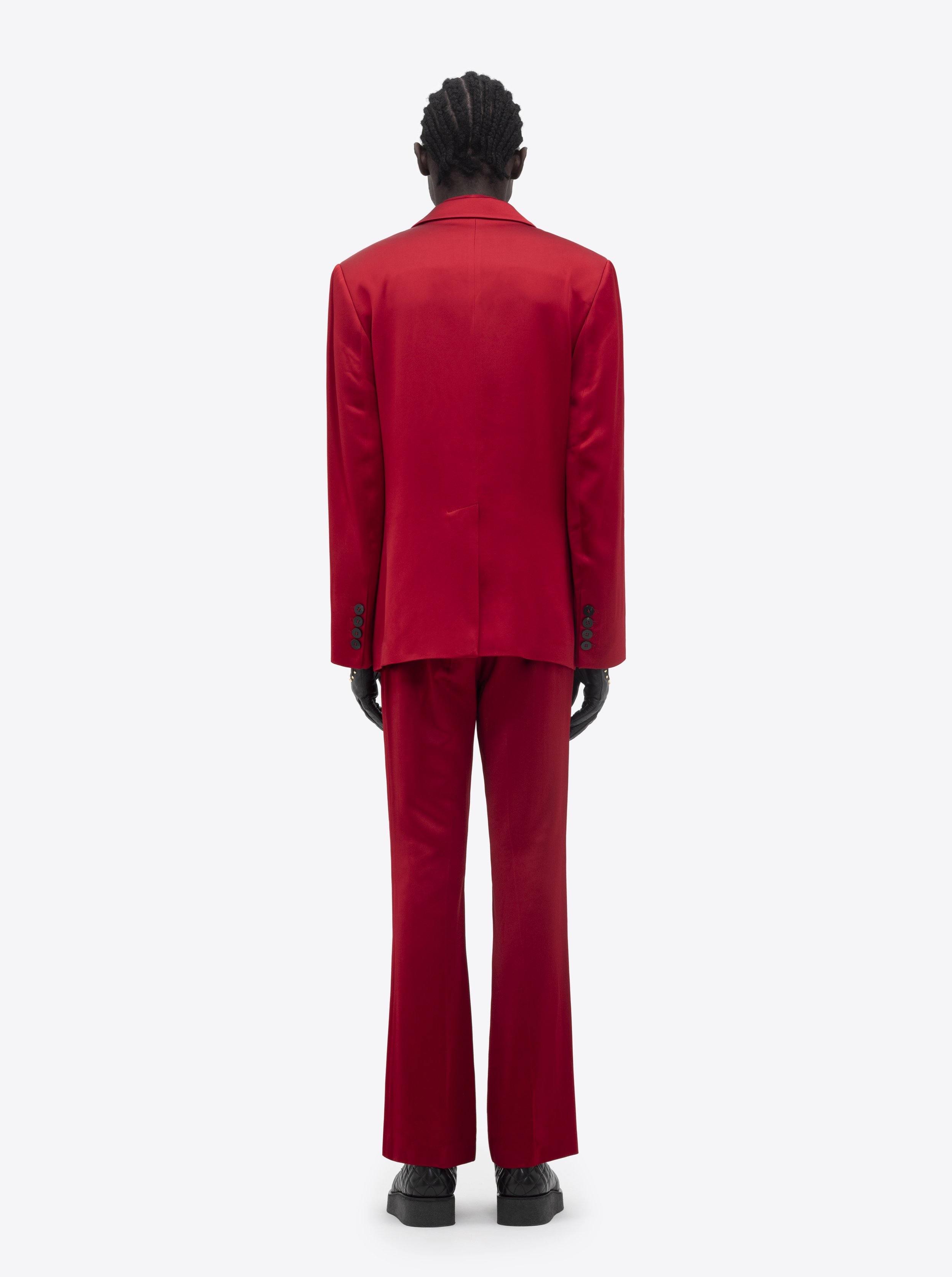 DOUBLE BREASTED BLAZER - RED SATIN — ERNEST W. BAKER