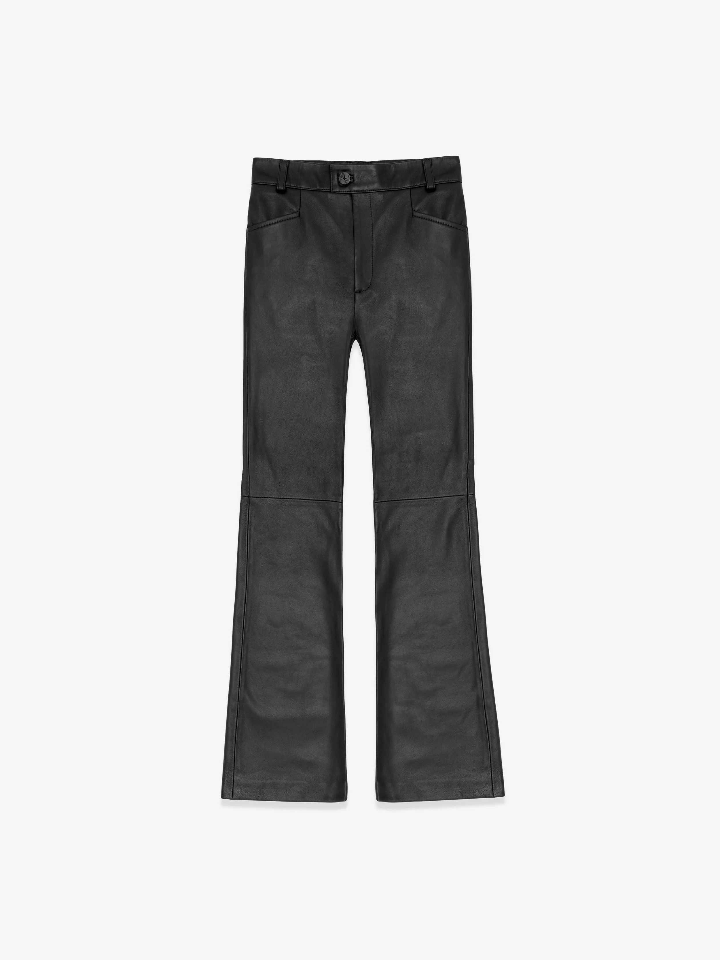 LEATHER FLARE TROUSERS - BLACK — ERNEST W. BAKER