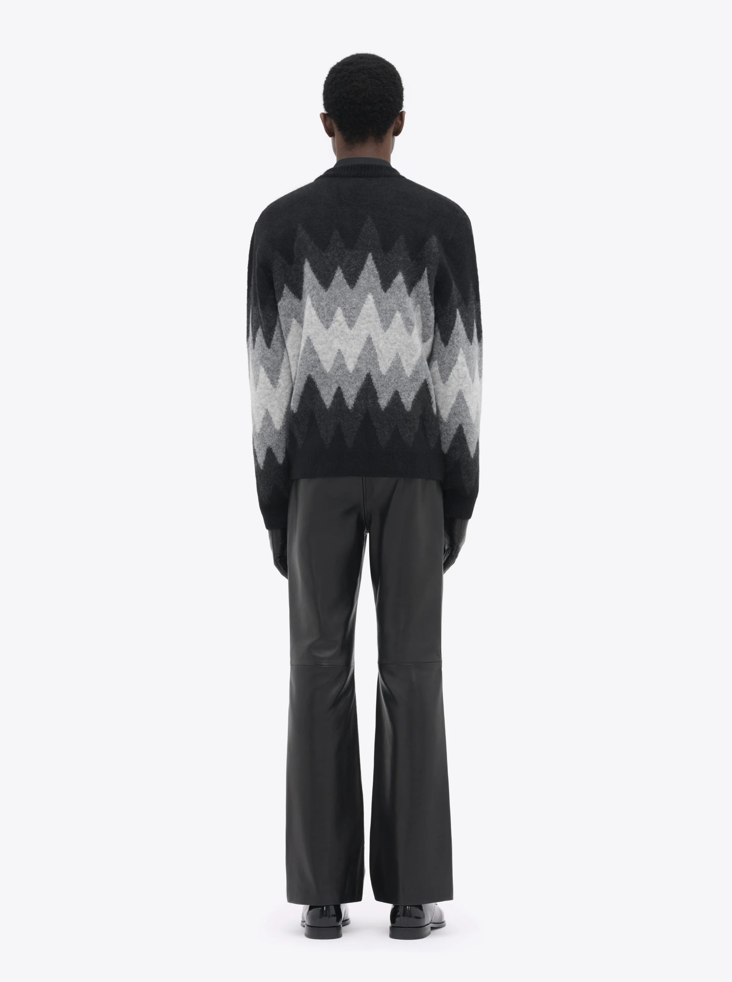 DÉGRADÉ JACQUARD CARDIGAN - GREY & BLACK — ERNEST W. BAKER