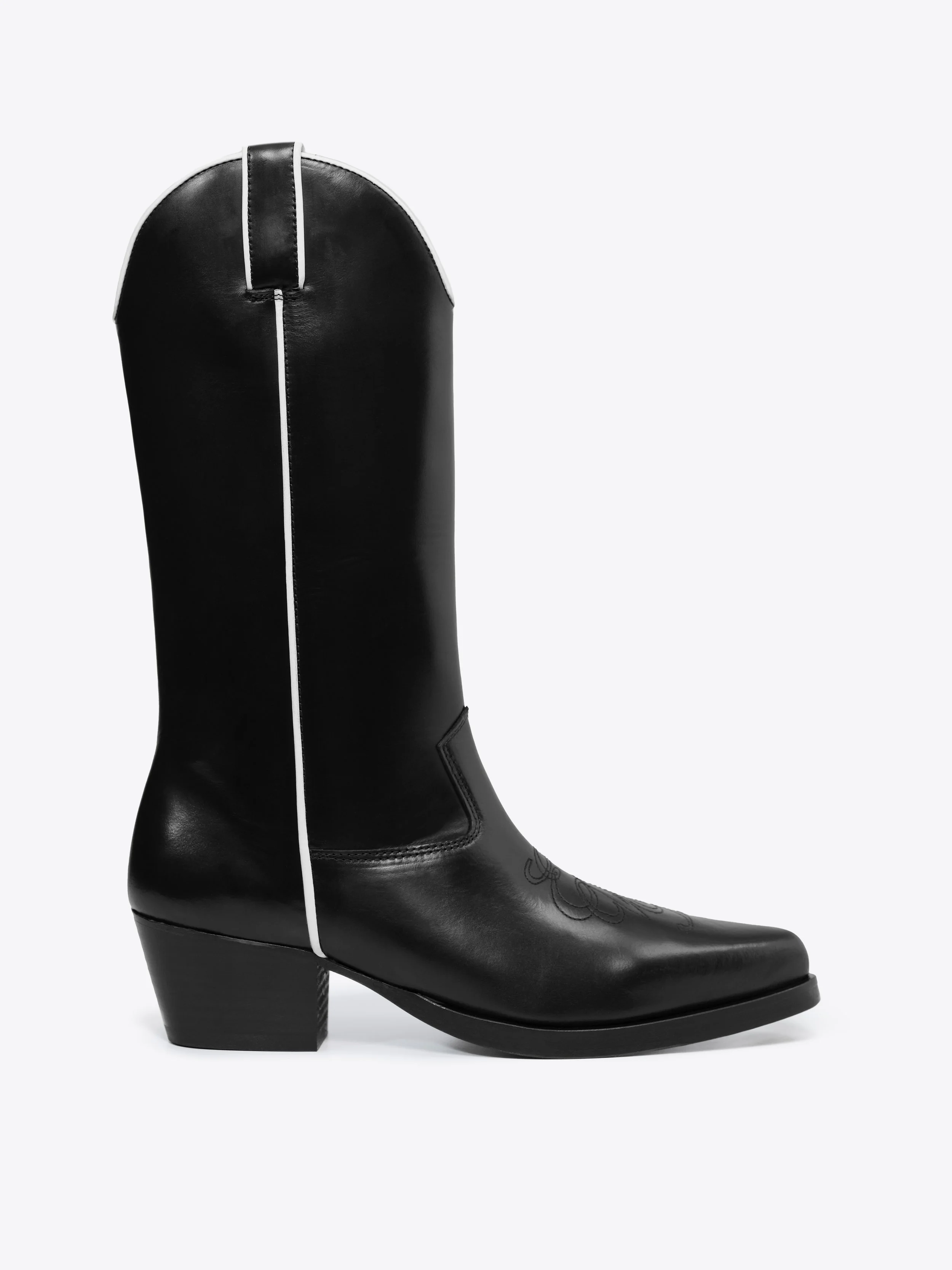 HIGH WESTERN BOOTS - BLACK & WHITE — ERNEST W. BAKER