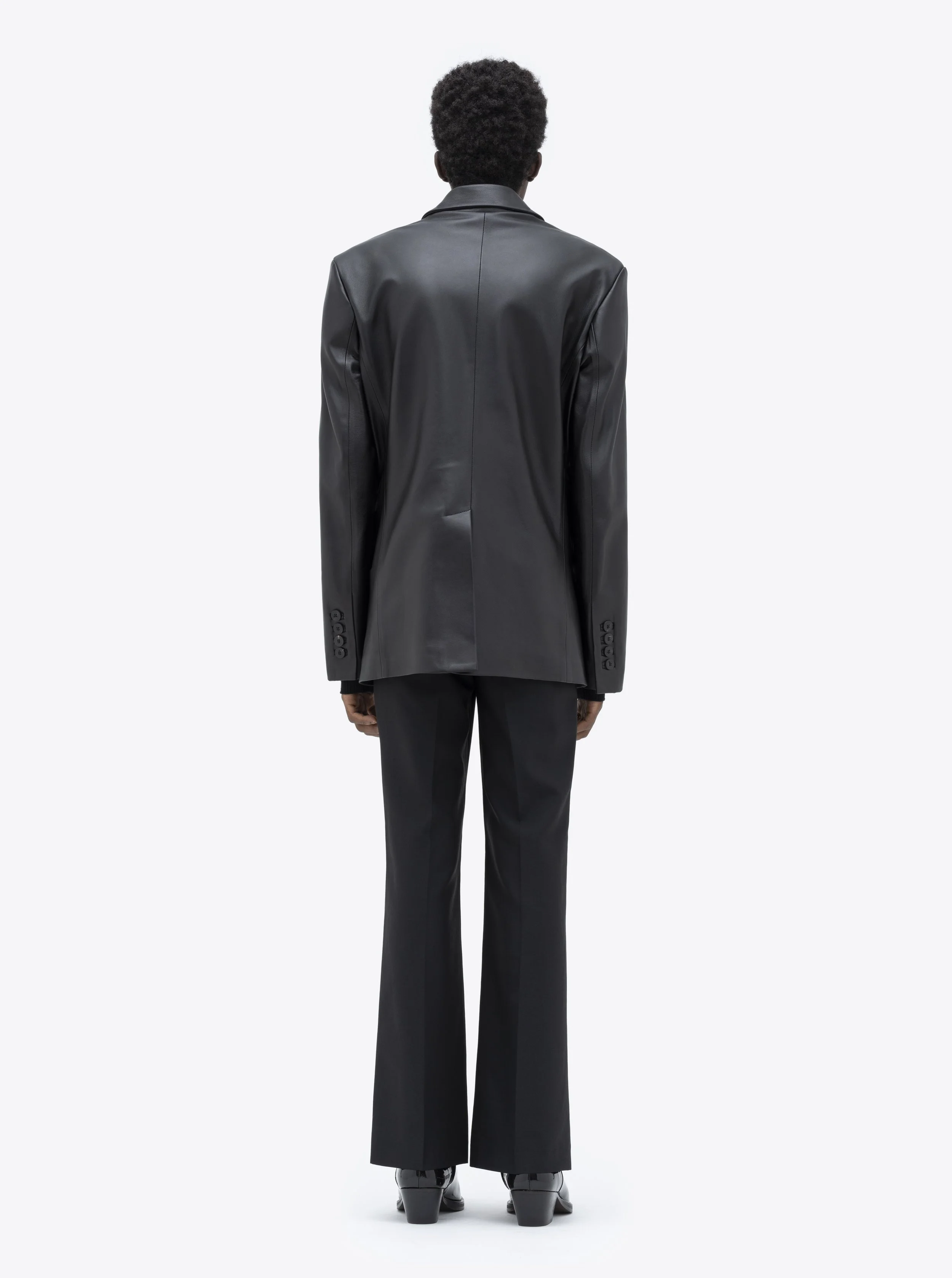 LEATHER DOUBLE BREASTED BLAZER — ERNEST W. BAKER