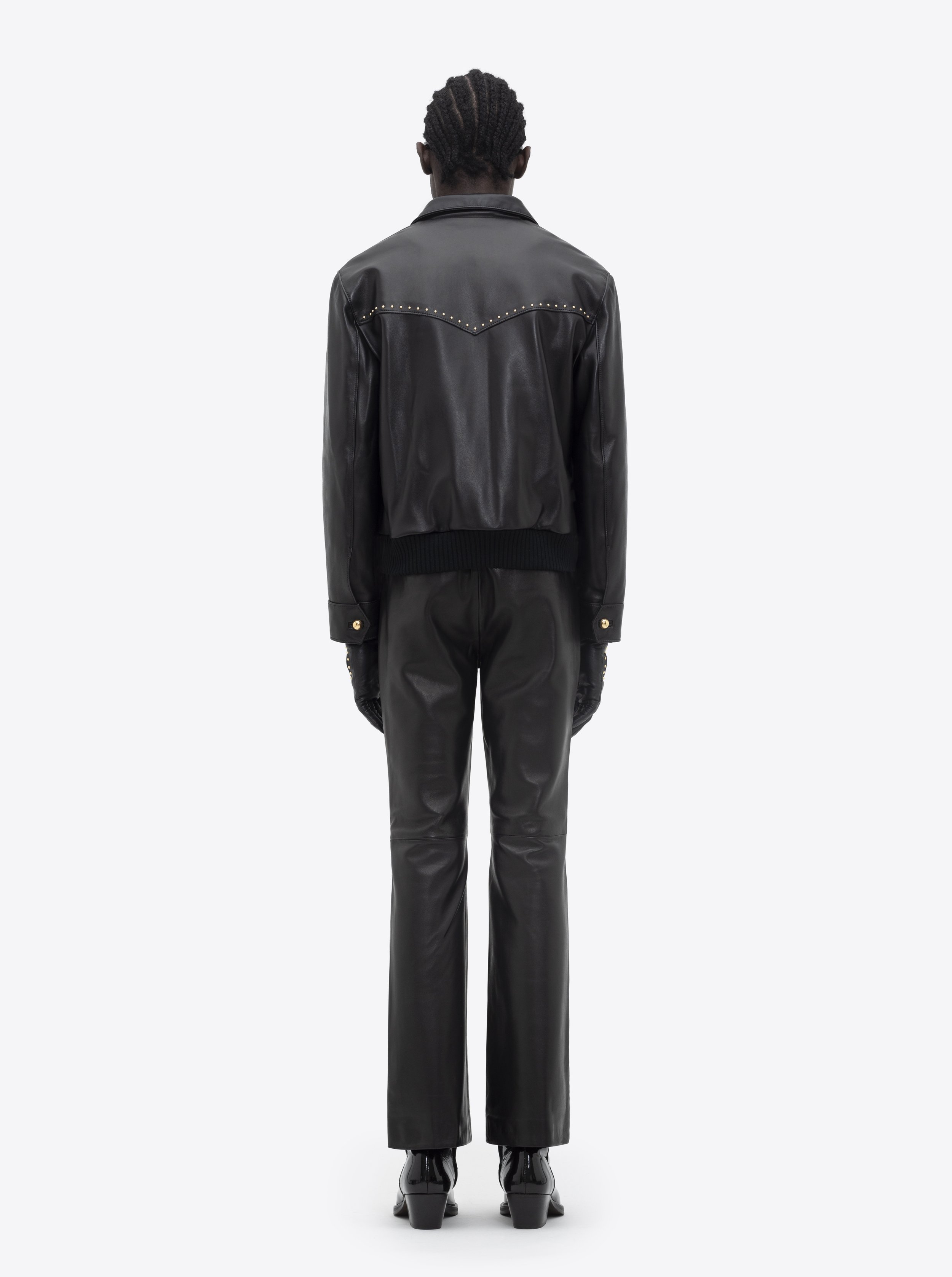 LEATHER WESTERN HARRINGTON JACKET - GOLD STUDDED — ERNEST W. BAKER