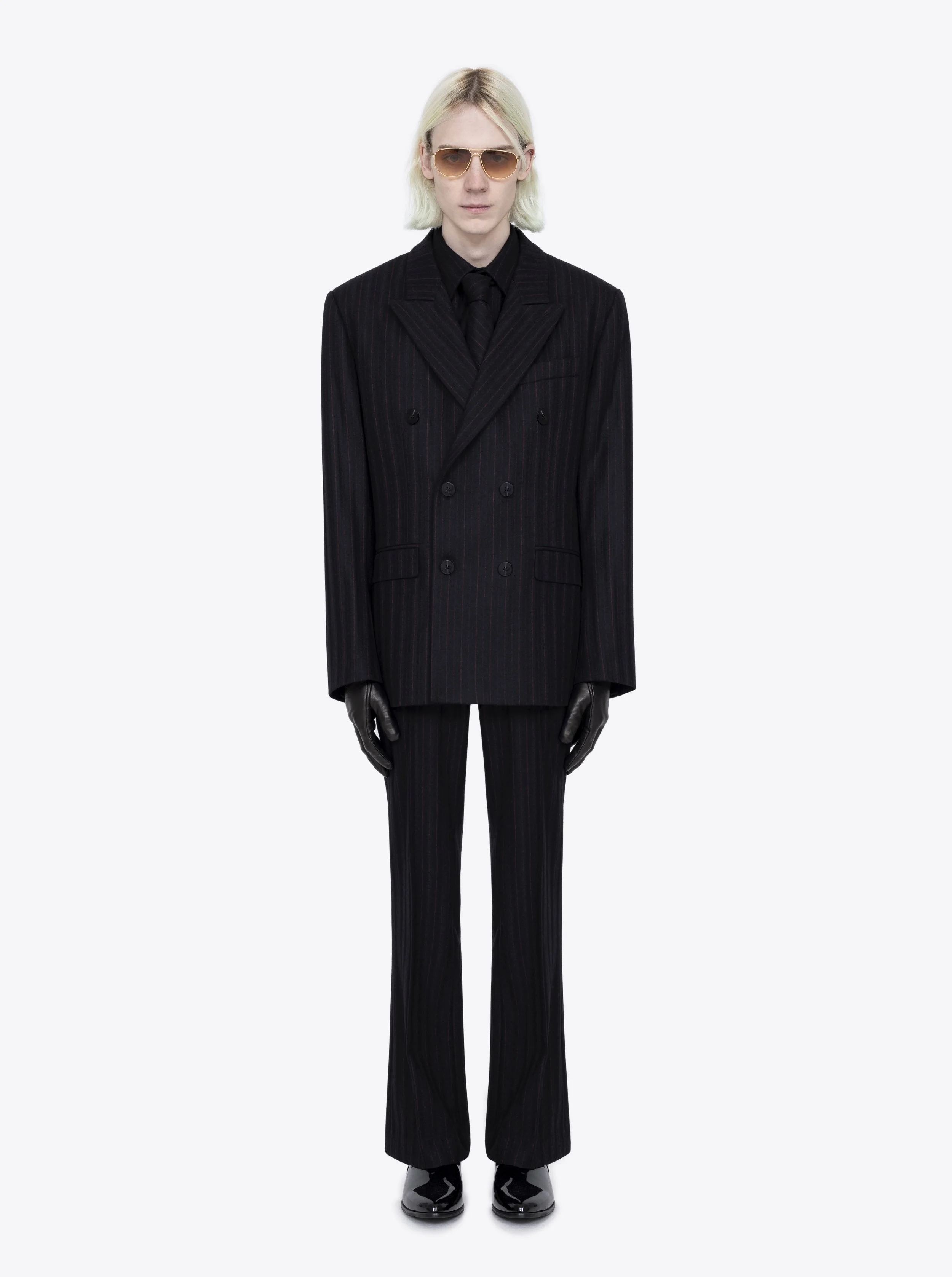 DOUBLE BREASTED BLAZER - BLACK & RED PIN STRIPE — ERNEST W DOUBLE BREASTED BLAZER - BLACK & RED PIN STRIPE — ERNEST W