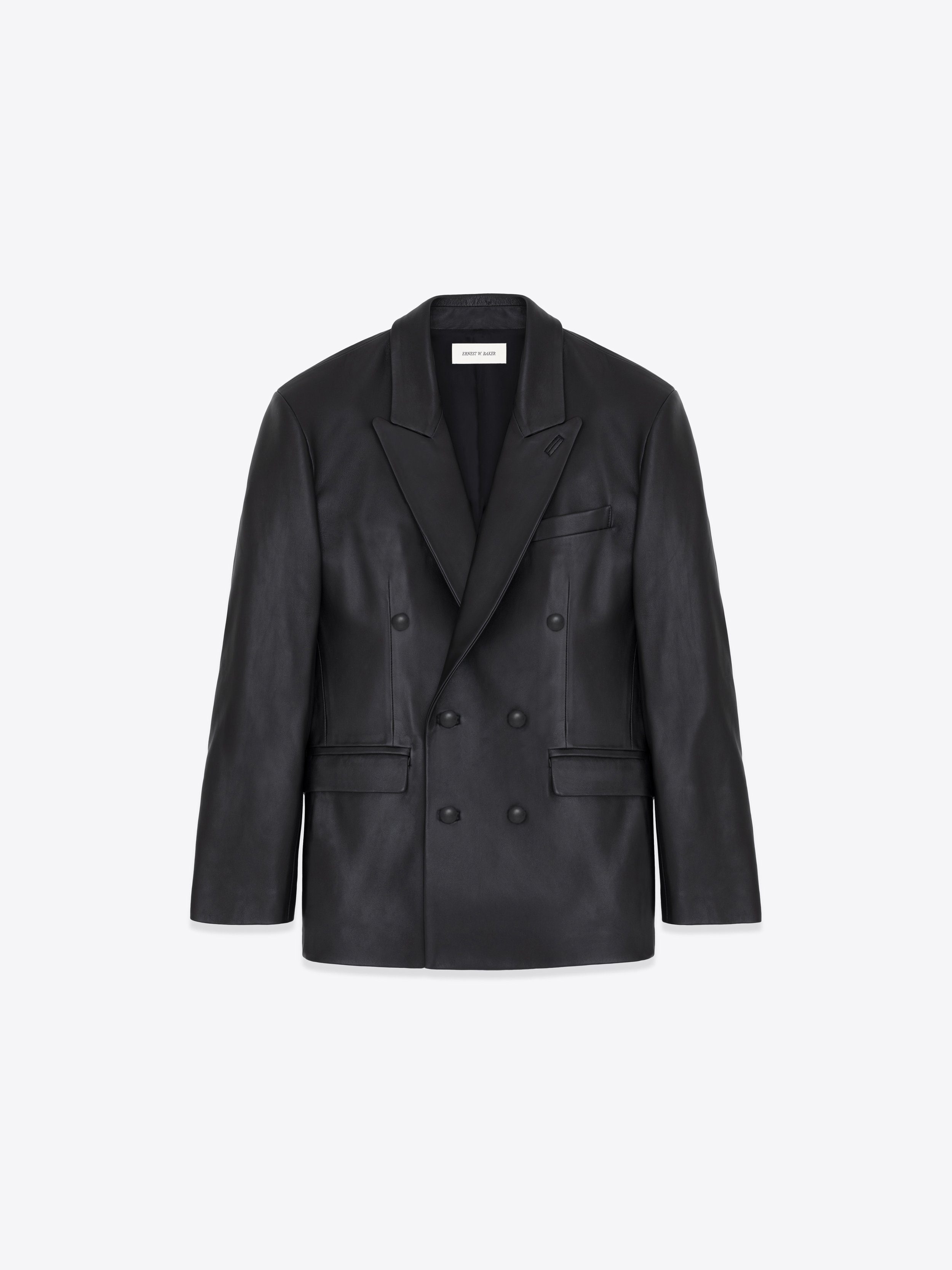 LEATHER DOUBLE BREASTED BLAZER — ERNEST W. BAKER