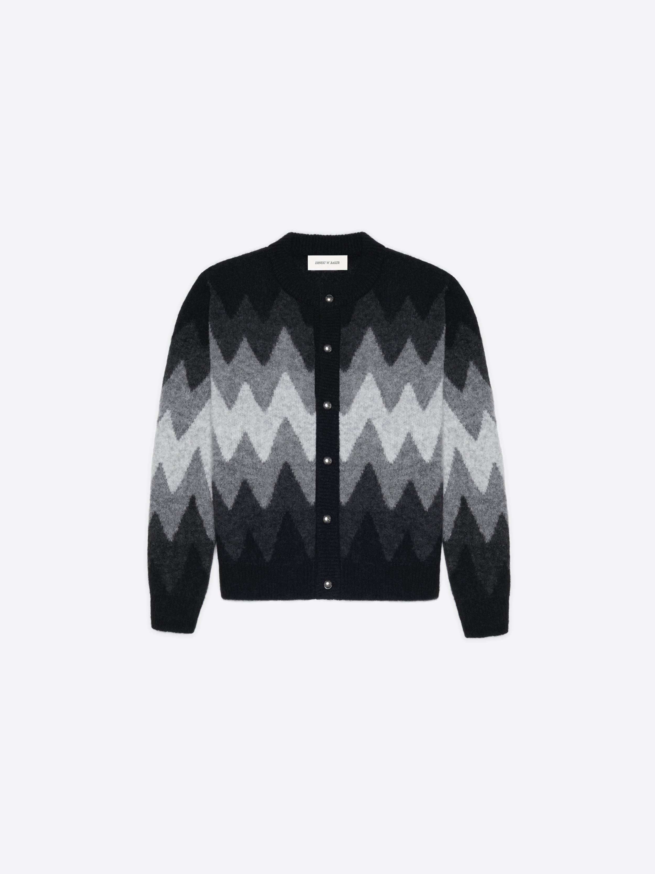 DÉGRADÉ JACQUARD CARDIGAN - GREY & BLACK — ERNEST W. BAKER