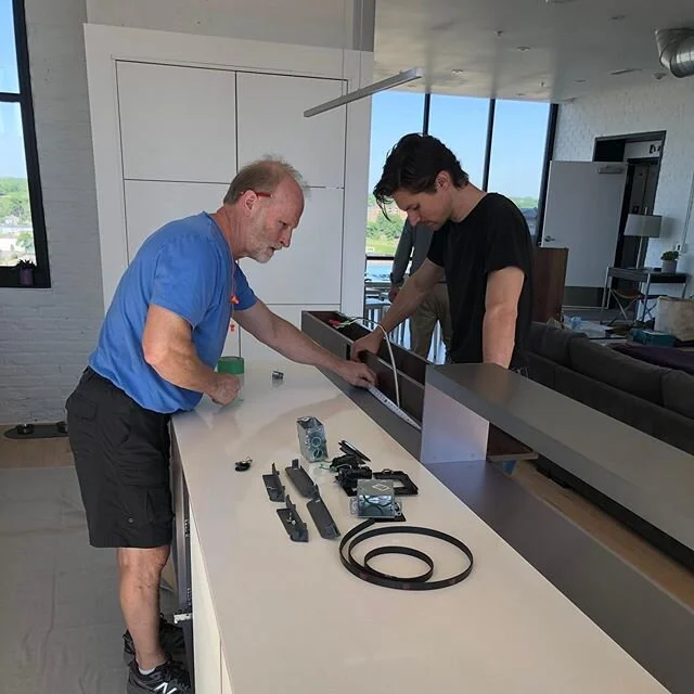 Steve and Ryan installing a walnut top!