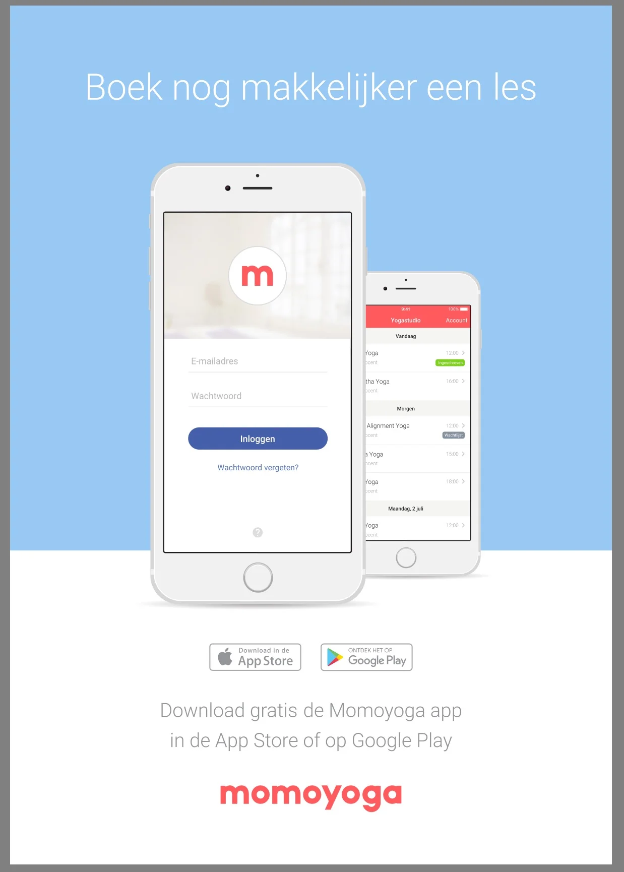 Nieuwe App voor het boeken van de lessen