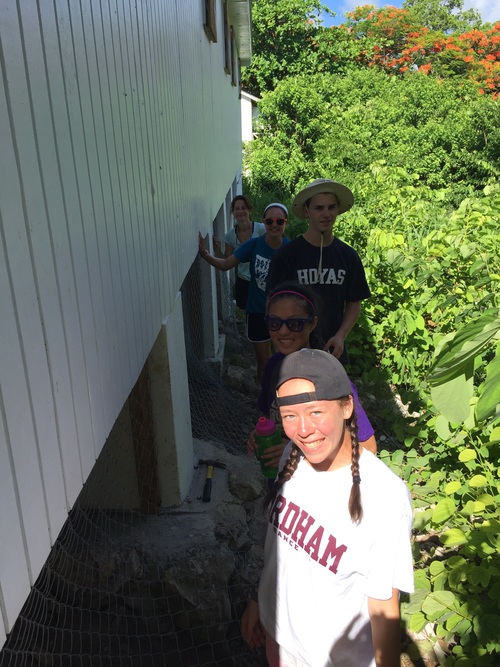 Mission Trip: Thursday Today was our last full day of work at All Saints Camp. One group completed building the deck they have been working on. Another finished transferring their giant mound of landscaping dirt and sand. A third finished the wood frame for their concrete project and a fourth completed another 30 feet or so of accessibility railing. And our fencing crew was as productive as ever in fencing around the buildings. All of the groups helped to lead BINGO for the camp residents, who absolutely loved it. 