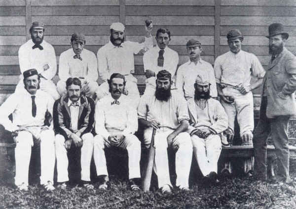  The Gloucestershire side of 1877. WG and EM are seated at the extreme right of the front row