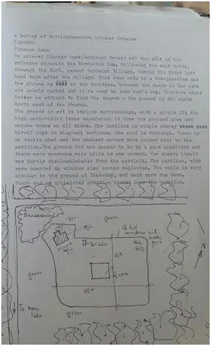 Sketch of an obscure Nottinghamshire ground by Peter Wynne-Thomas