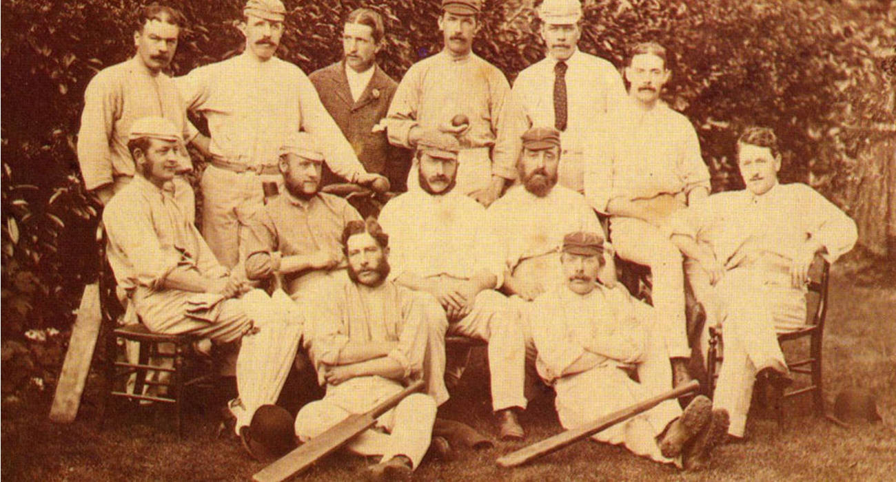 Shaw seated second from right in the middle row. Picture of the England team that contested the match that has gone down in history as the first ever Test match