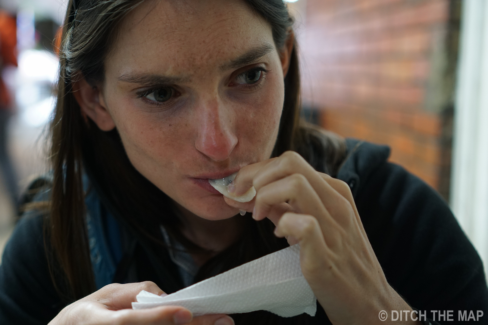Tasting a soursop in Bogota, Colombia