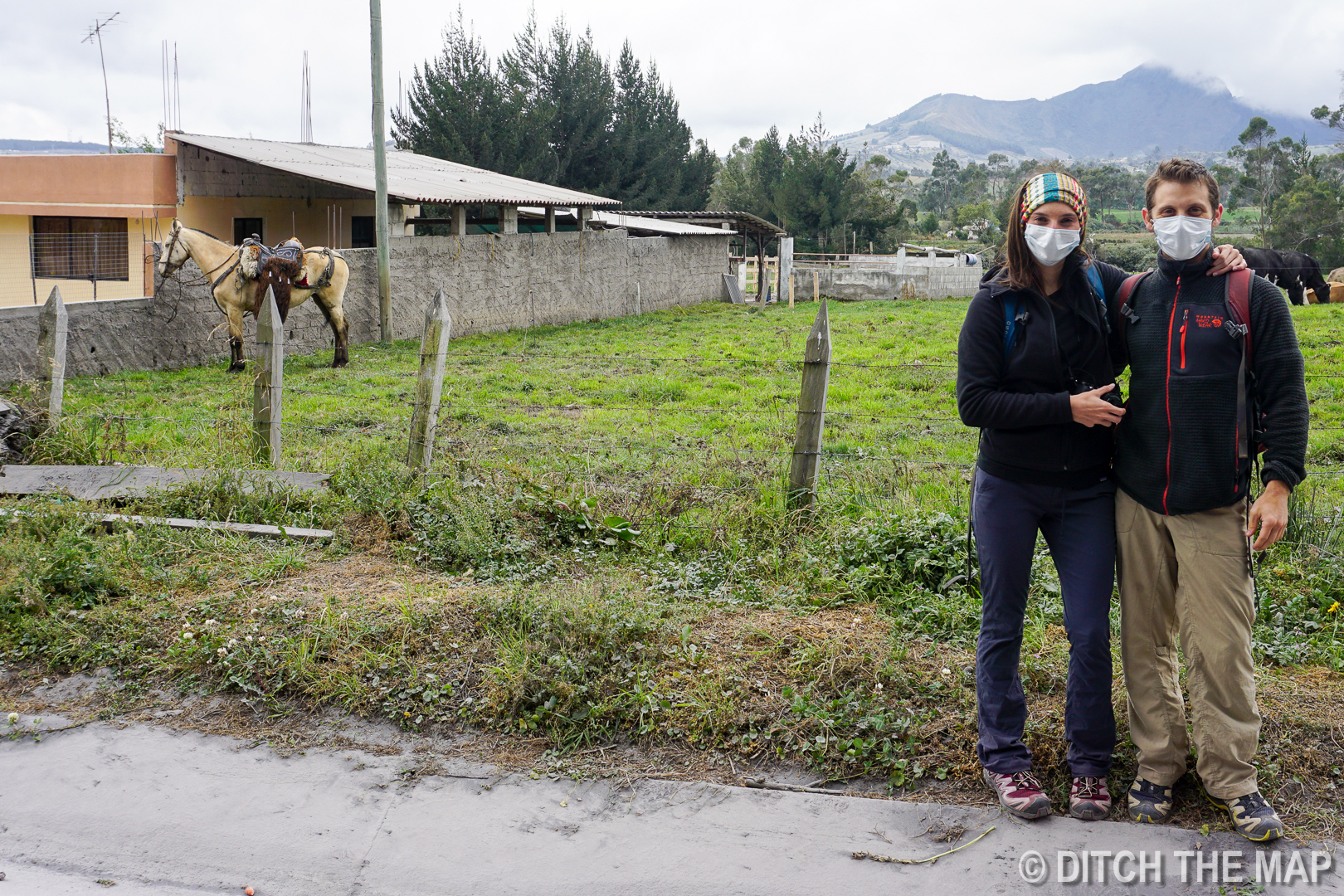 We wear masks due to all the ash in the air in Cotopaxi, Ecuador