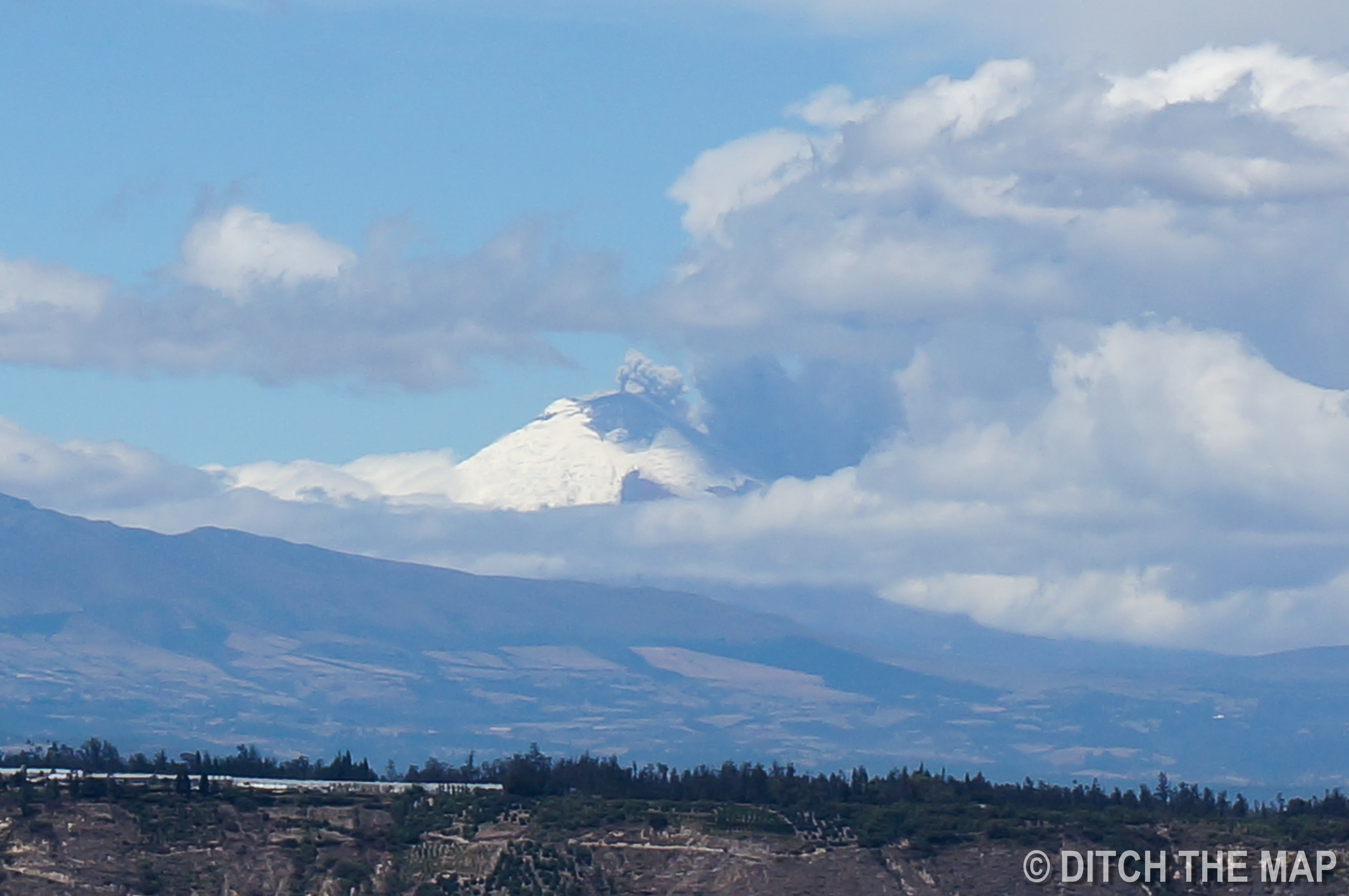 Ash plume coming from Cotopaxi Volcano, Ecuador