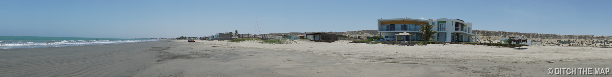 Panoramic of our private beach in Colan, Peru 