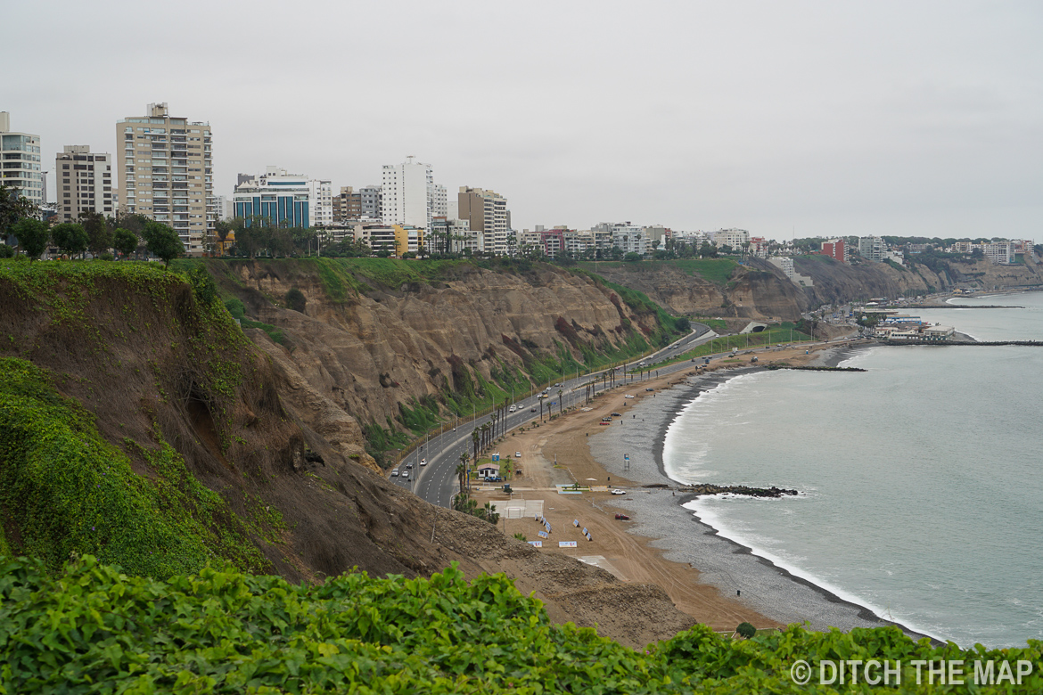 Coastline of Mira Flores in Lima, Peru