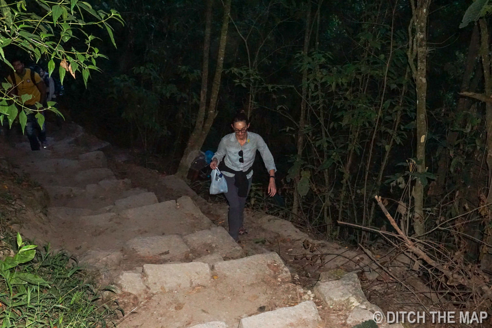 Sylvie hikes up the thousands of stairs to Machu Picchu at 5 in the morning