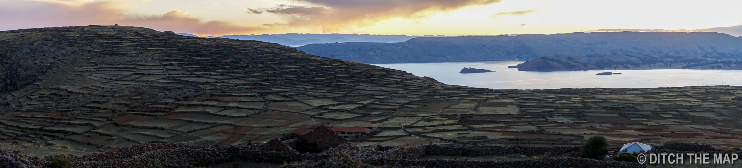 Watching the sunset on Amantani Island in Lake Titicaca in Puno, Peru
