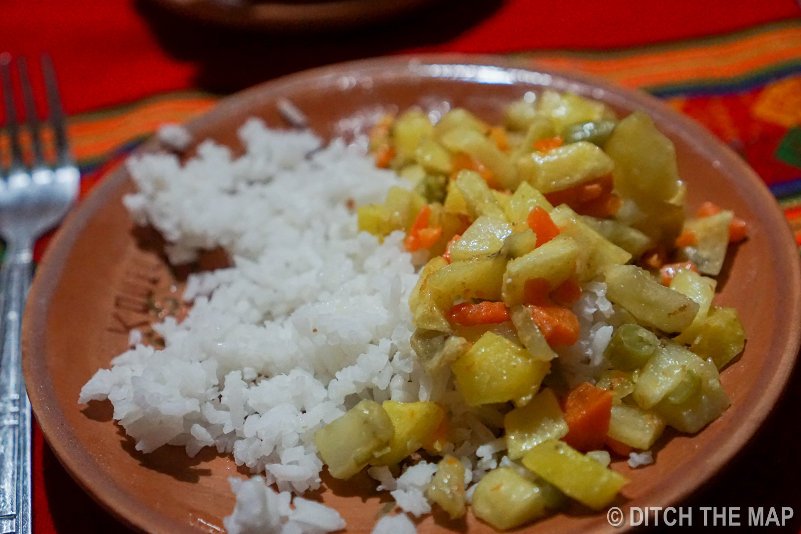 Our dinner we ate during our homestay on Amantani Island on Lake Titicaca, Peru