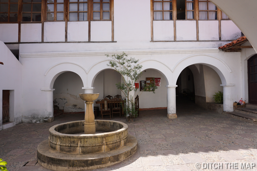 Our hotel front courtyard in Sucre, Bolivia