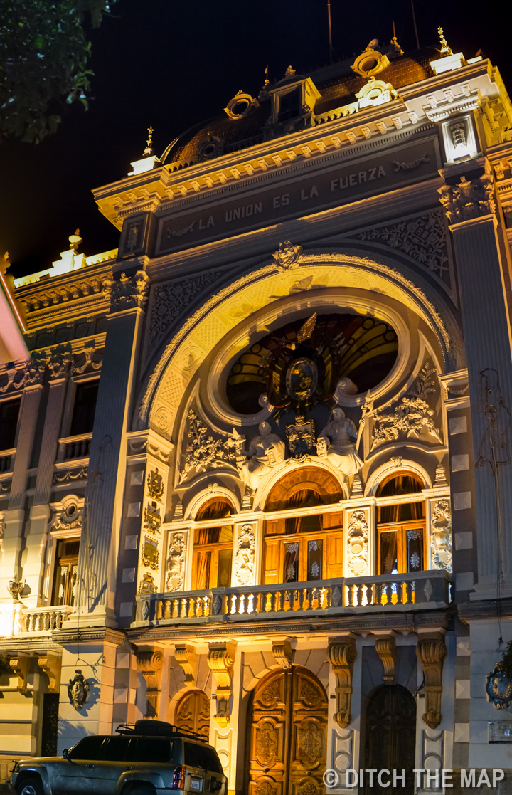 A building on the center square in Sucre, Bolivia