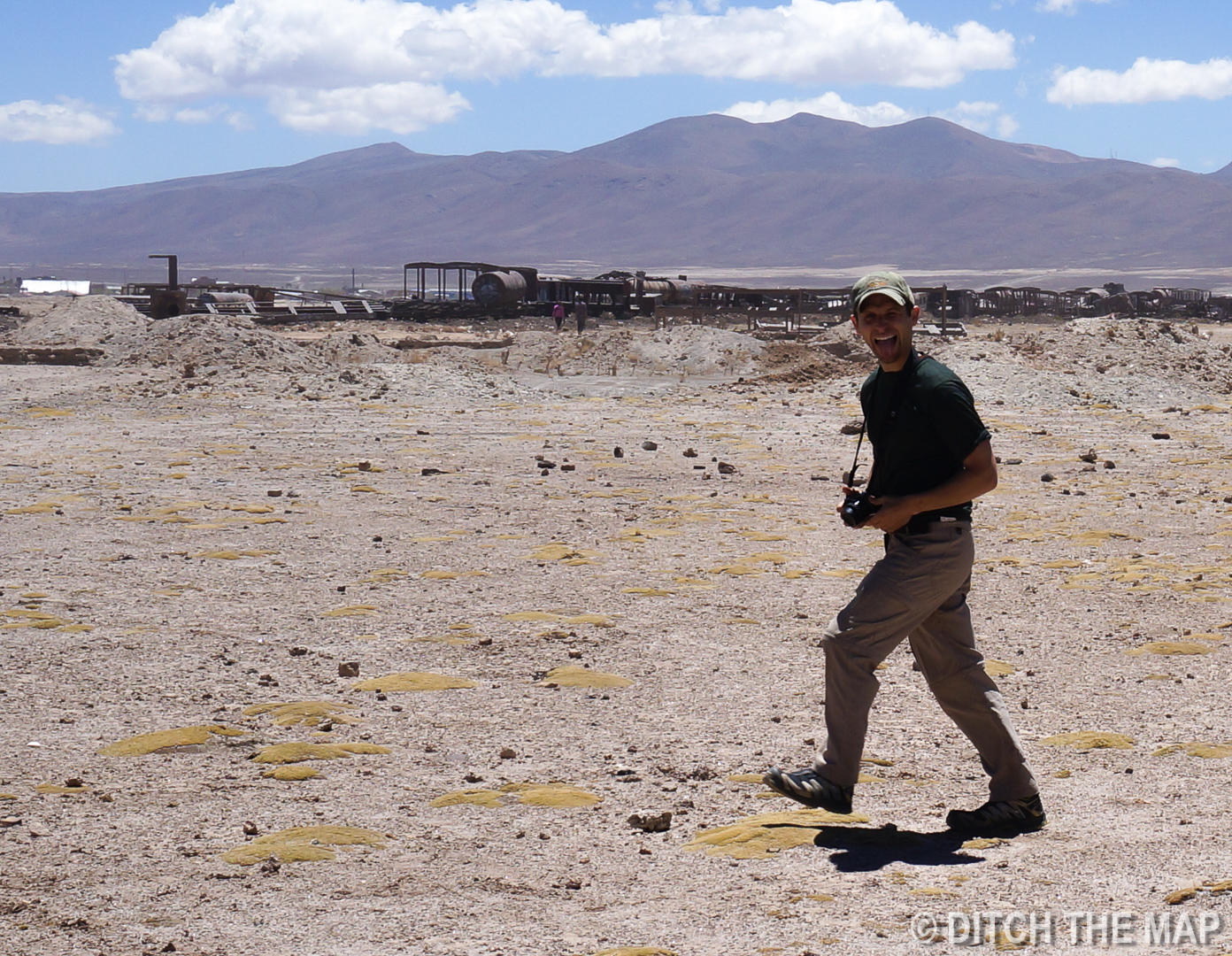 Scott goofing off at the Train Graveyard in Salar de Uyuni, Bolivia