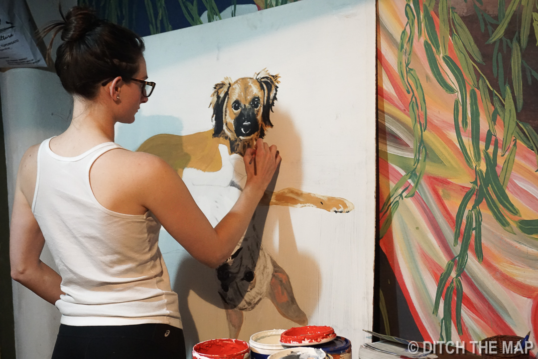 Sylvie painting 'Willow' and 'Dinky' during her time in Tupungato, Argentina