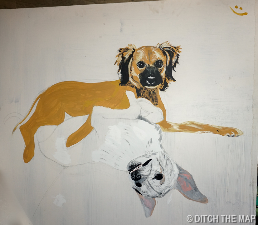 Sylvie painting 'Willow' and 'Dinky' during her time in Tupungato, Argentina