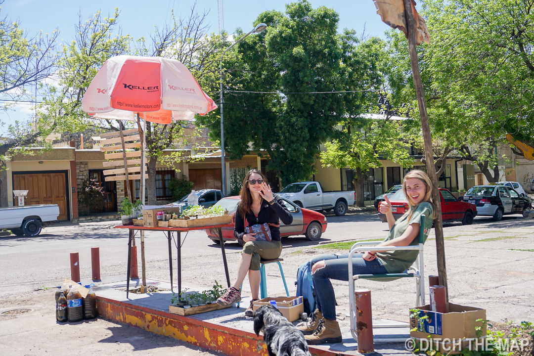 Sylvie and Katie selling plants in the Pueblo