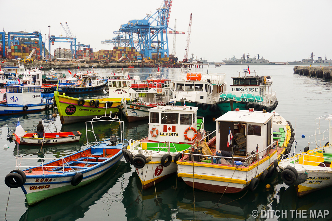 Looking out from the pier in Valparaiso, Chile