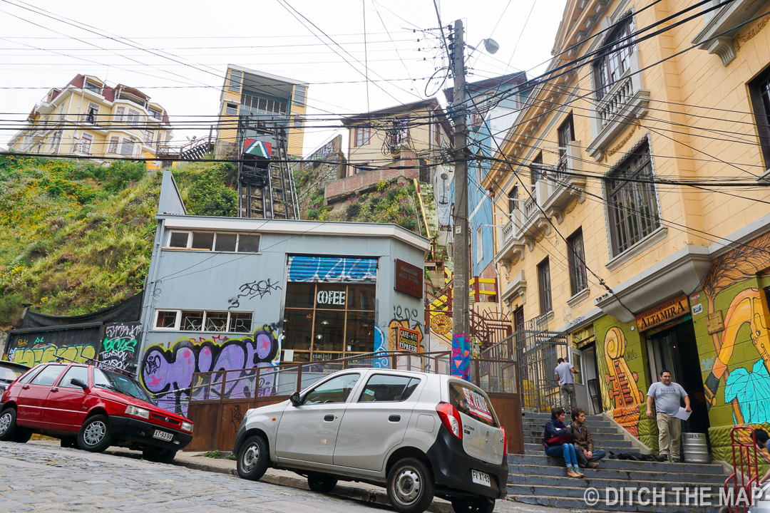 One of the many lifts in the city of Valparaiso, Chile
