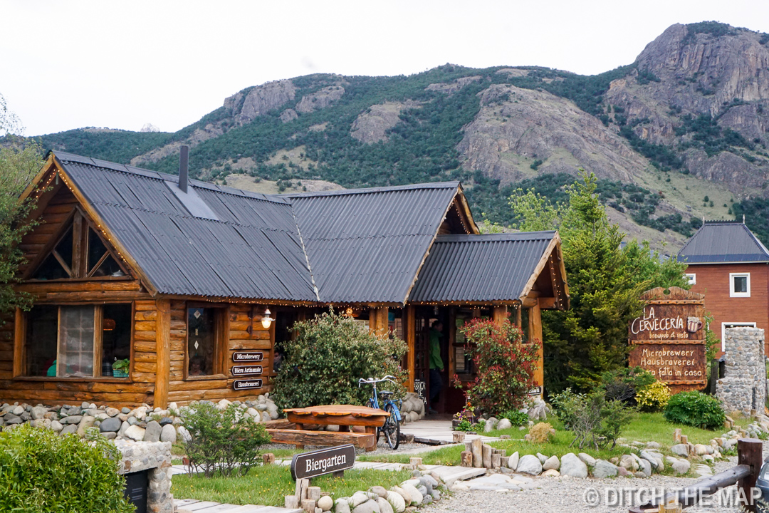 One of the many cute log cabin restaraunts in the city of El Chalten, Argentina