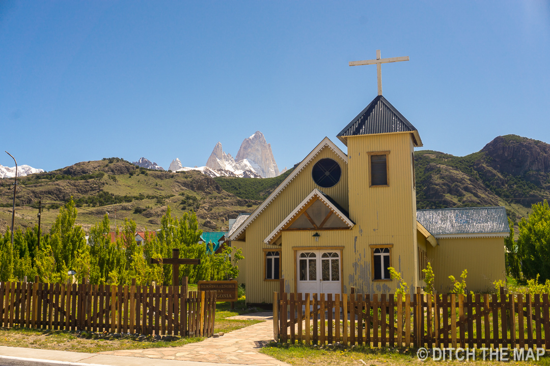 The only church in El Chalten, Argentina
