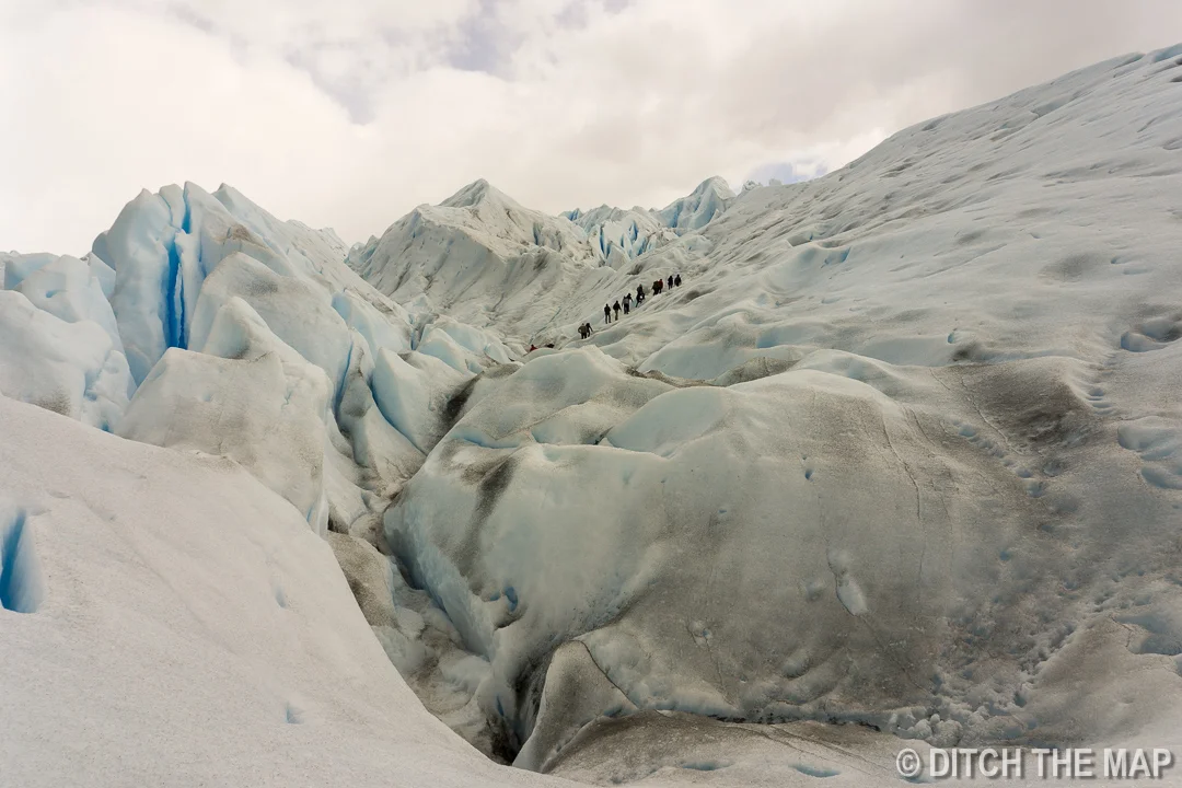 Hiking on top of Perito Moreno Glacier just outside El Calafate, Argentina