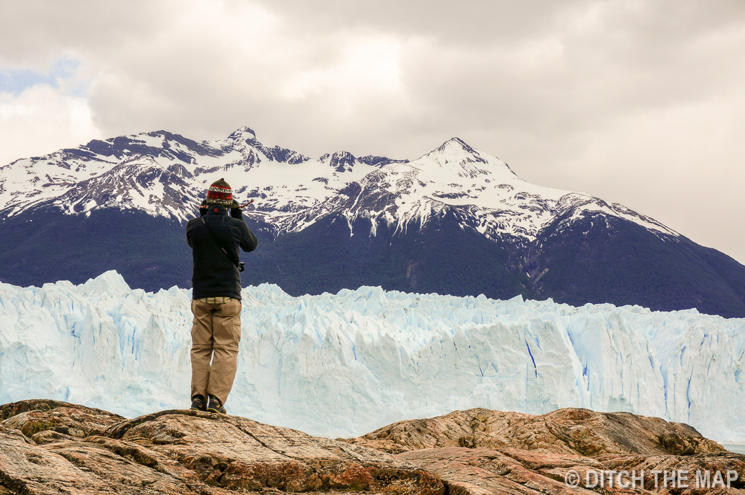 Taking photos of Perito Moreno Glacier just outside El Calafate, Argentina