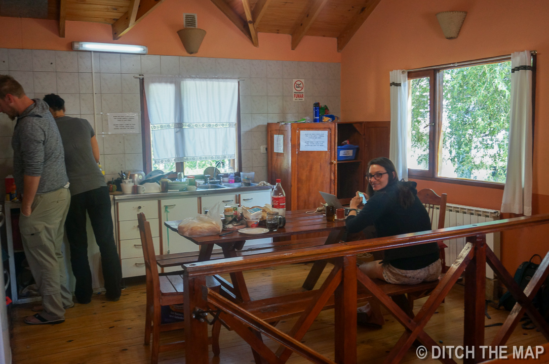 The kitchen in our hostel in El Calafate, Argentina