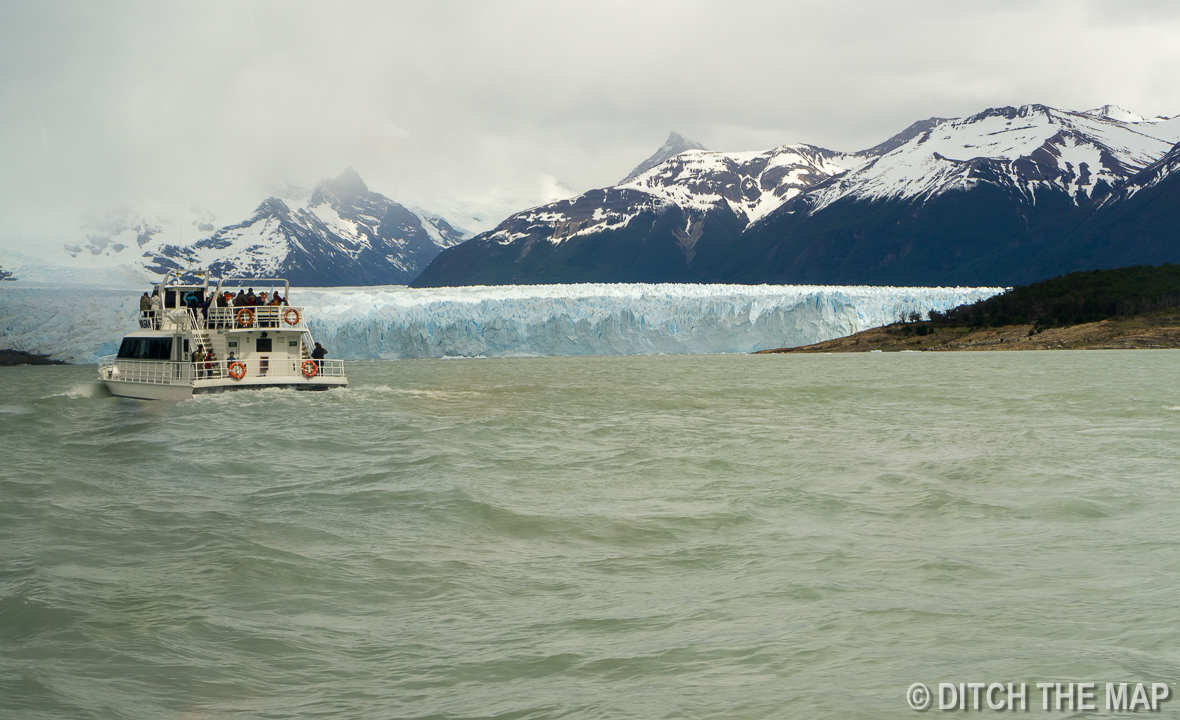 We take a ferry to hike atop the Perito Moreno Glacier just outside El Calafate, Argentina