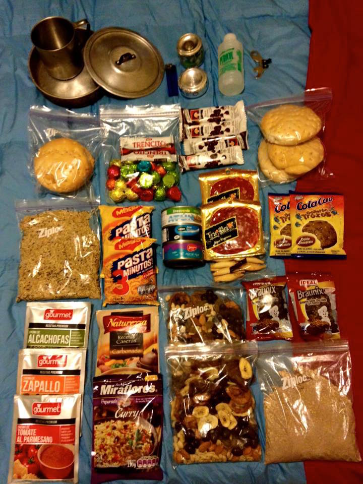 Our camping food for 5 days on the W-Trek in Torres del Paine, Chile