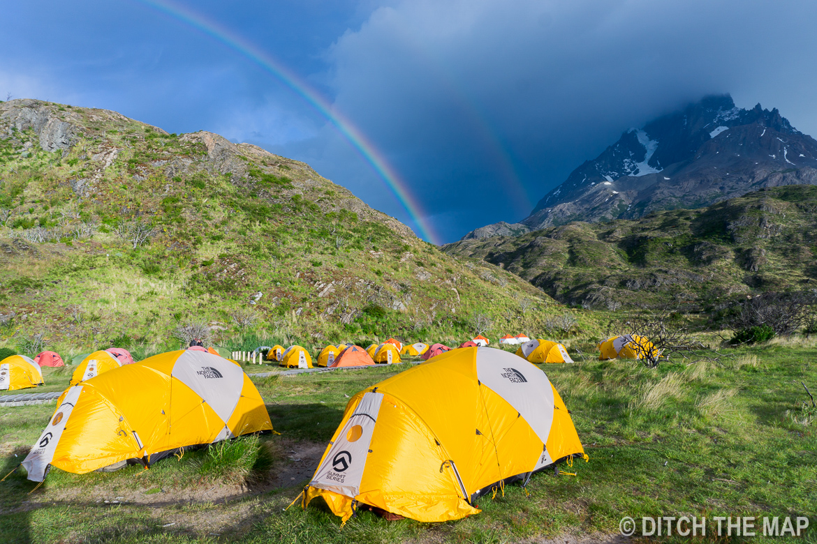 Our tent at Paine Grande in Torres del Paine, Chile