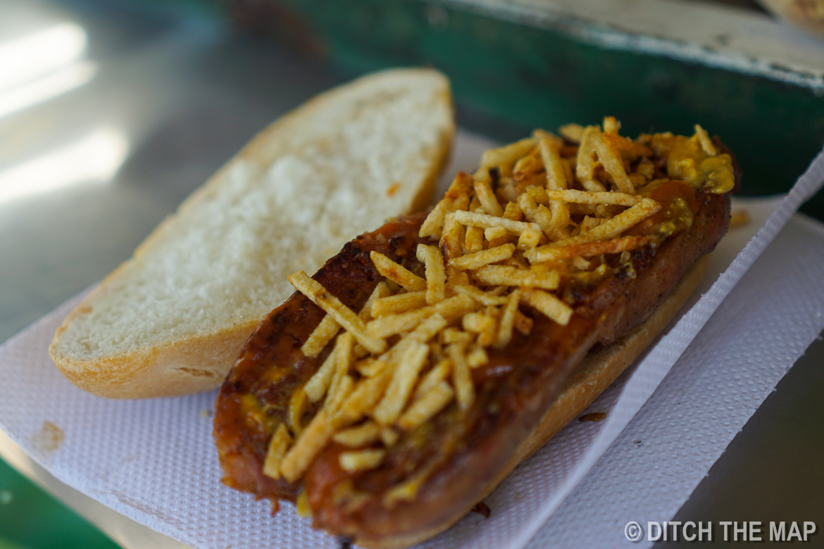 Enjoying a choripan in the parks of Buenos Aires, Argentina